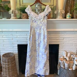 Princess Kaiulani Hawaii Ruffled Fitted Maxi Traditional Wedding Dress 2 purple